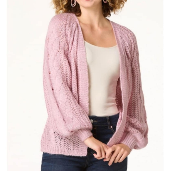 Pink Cable Knit Women's Sweater - Picture 1 of 7